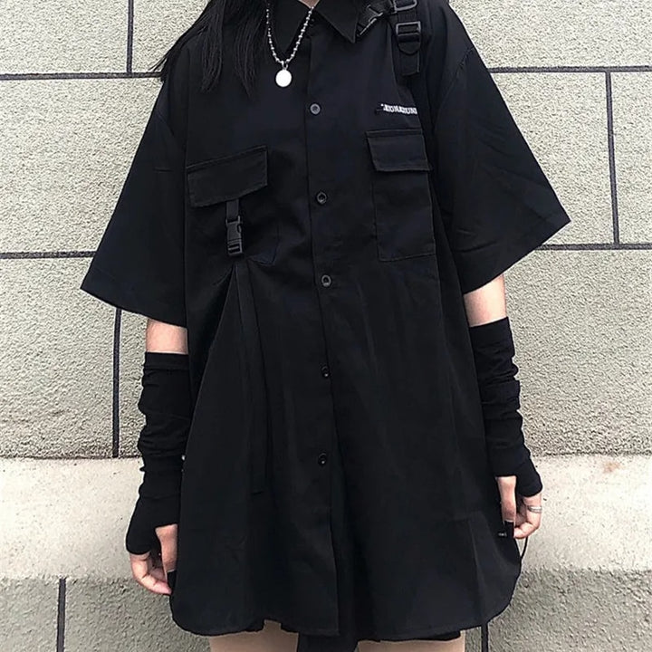 Korean Darkwear Clothing Set - Shirt & Skirt Pastel Kitten