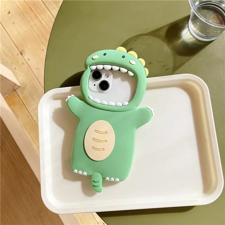 Kawaii Dinosaur 3D iPhone Case Pastel Kitten