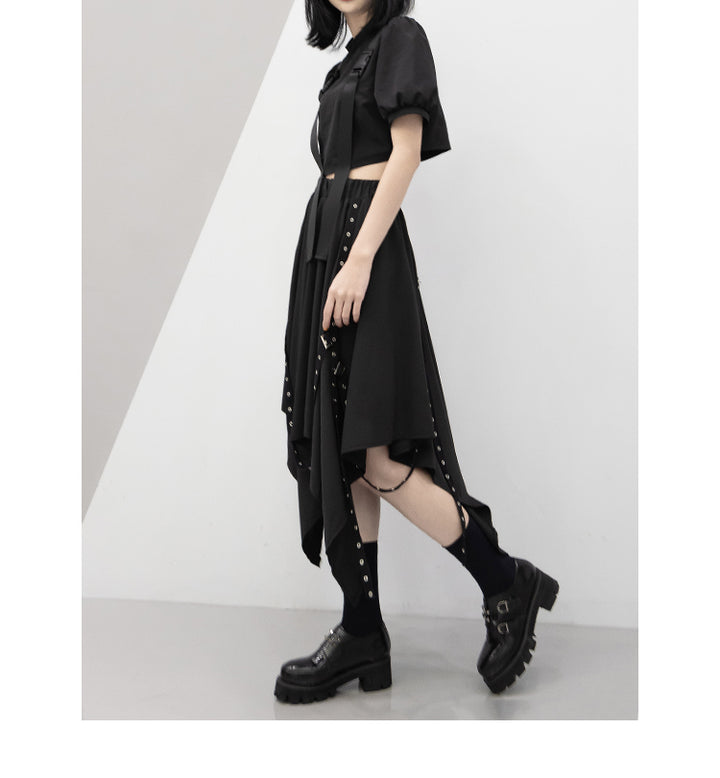 Irregular Gothic Weave Skirt Pastel Kitten