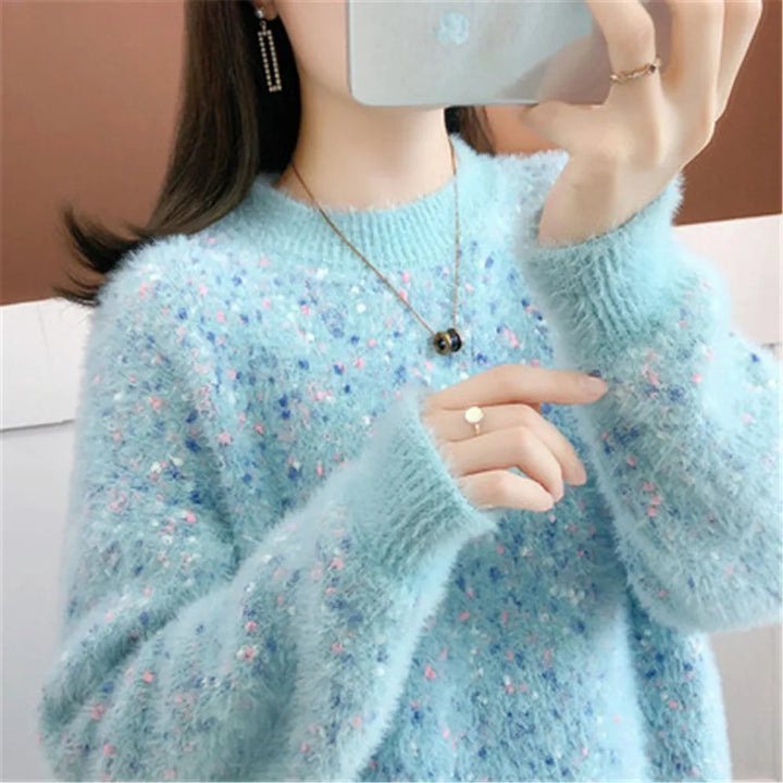 Kawaii Velvet Casual Sweater Pastel Kitten