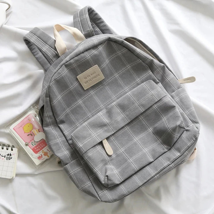 Casual Striped School Backpack Pastel Kitten