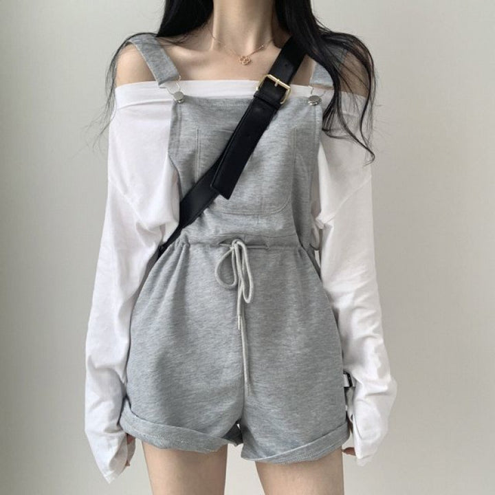 Lace-up Casual Overalls Pastel Kitten