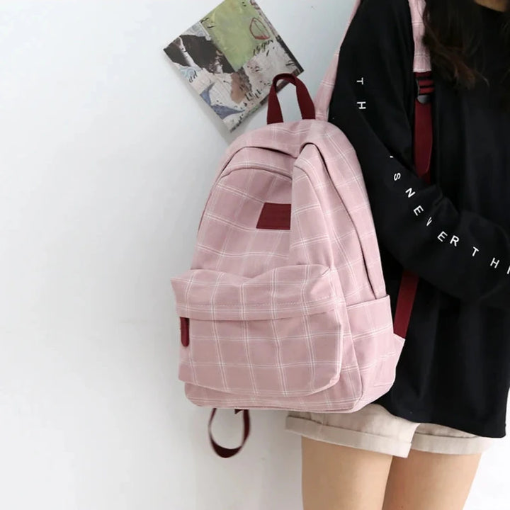 Casual Striped School Backpack Pastel Kitten