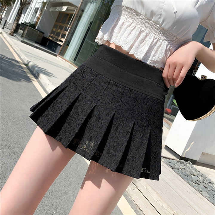 Lace Pleated Mini Skirt Pastel Kitten