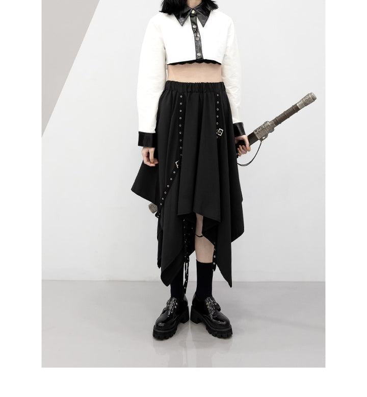 Irregular Gothic Weave Skirt Pastel Kitten