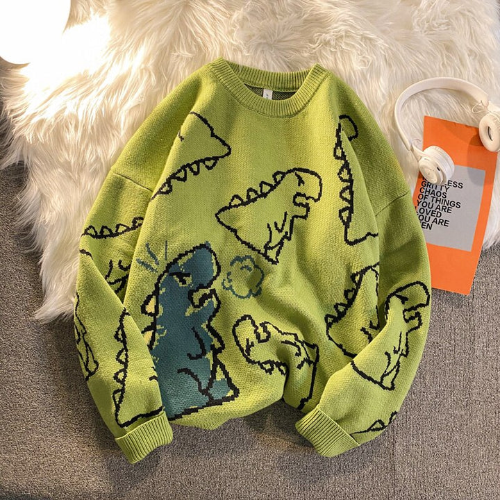 Harajuku Knitted Dinosaur Sweater Pastel Kitten