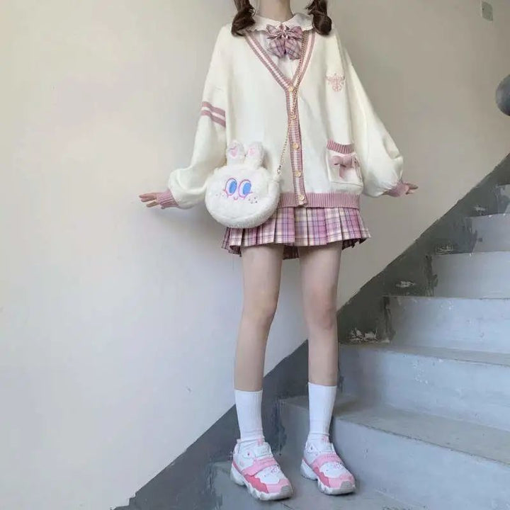 Cute Korean Knit Cardigan Pastel Kitten