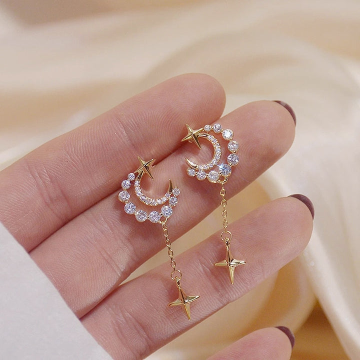 Golden Star & Moon Earrings Pastel Kitten