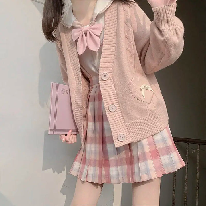 Kawaii School Knit Sweater Pastel Kitten