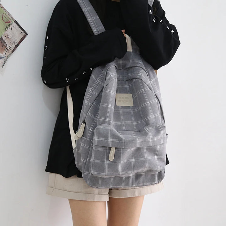 Casual Striped School Backpack Pastel Kitten