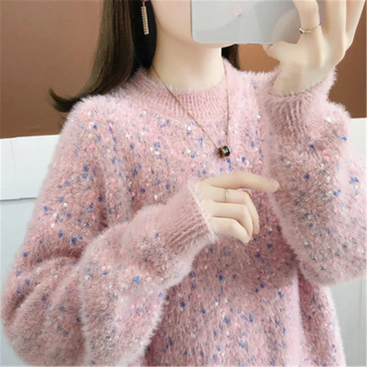 Kawaii Velvet Casual Sweater Pastel Kitten