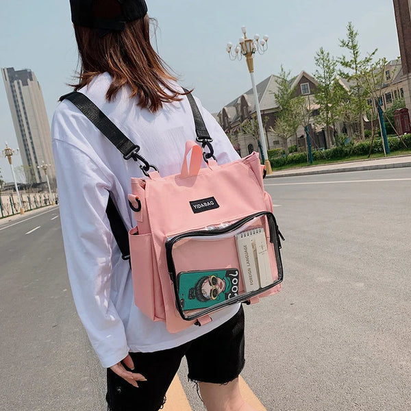 Clear Pocket Ita Bag Pastel Kitten