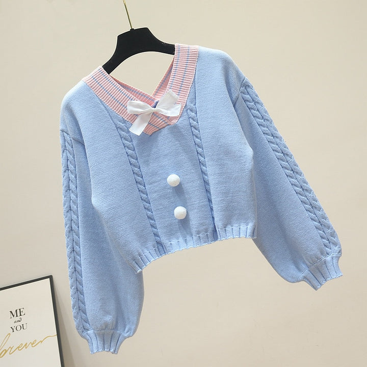 Knitted Kawaii Sweater Pastel Kitten