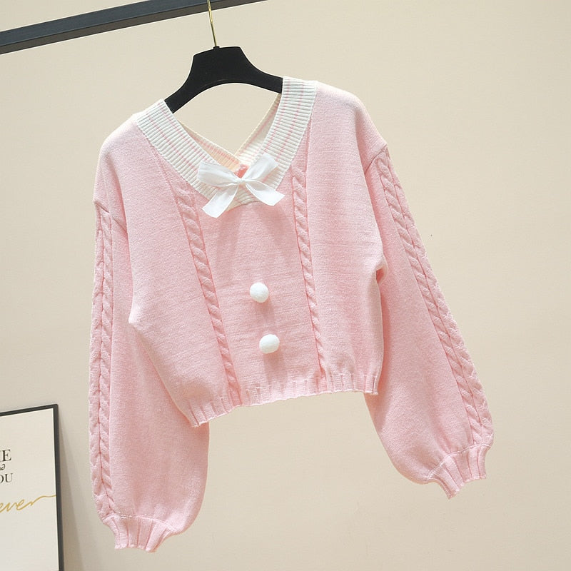 Knitted Kawaii Sweater - Pastel Kitten