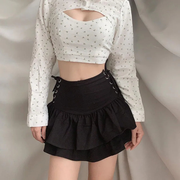 Gothic High-Waist Mini Skirt Pastel Kitten