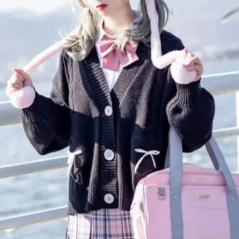 Kawaii School Knit Sweater Pastel Kitten