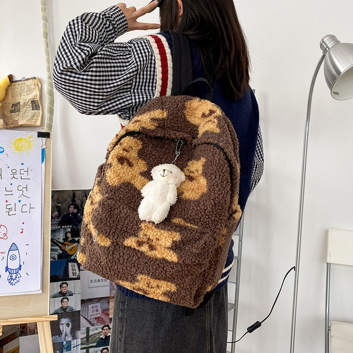 Cute Fluffy School Backpack Pastel Kitten