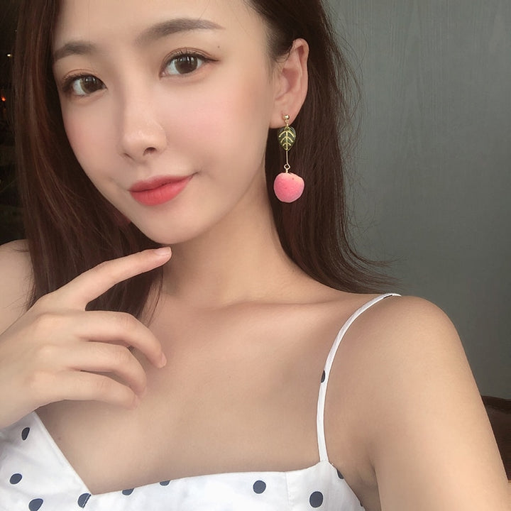 Kawaii Peach Earrings Pastel Kitten