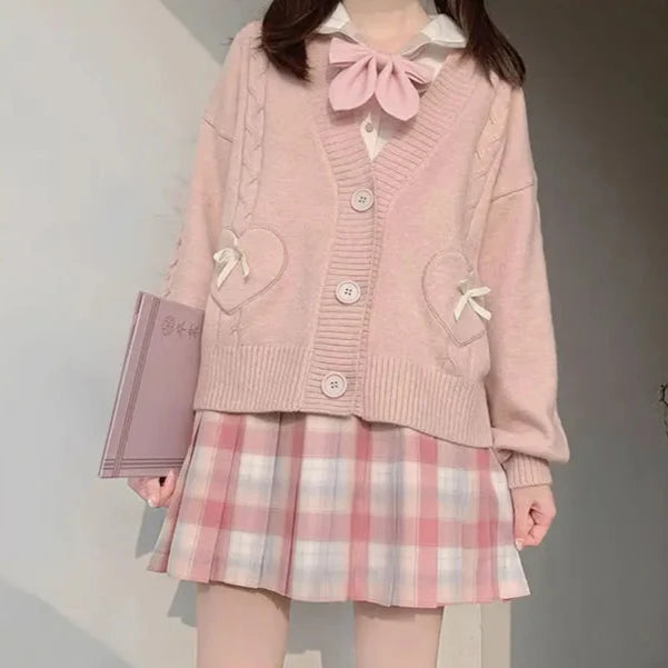 Kawaii School Knit Sweater Pastel Kitten