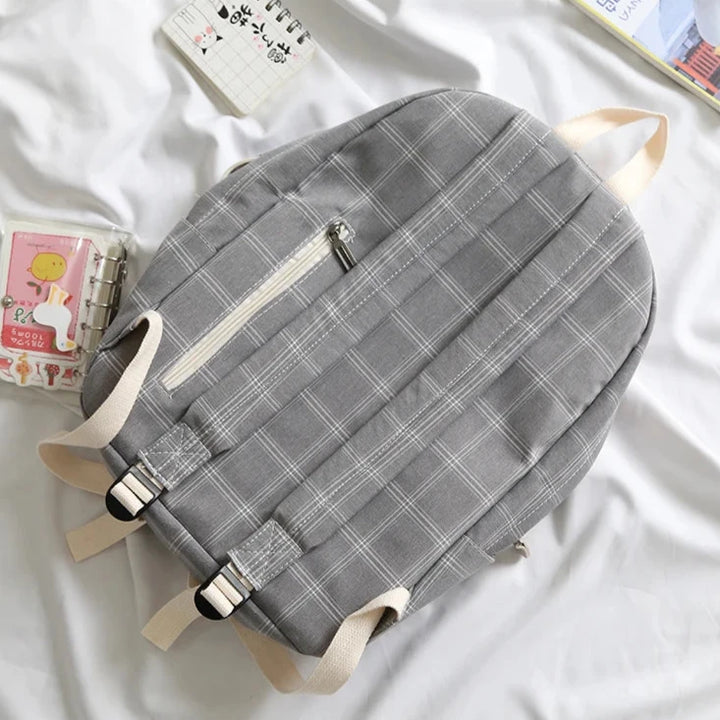 Casual Striped School Backpack Pastel Kitten