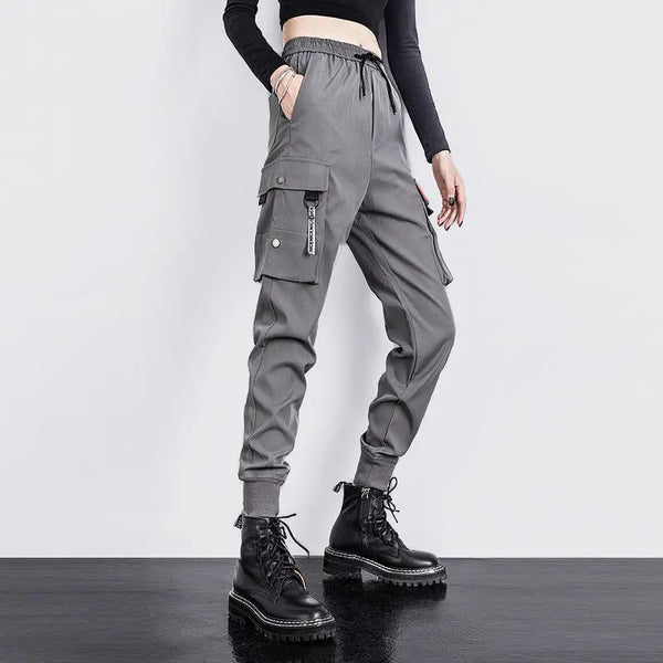 Black Gray Cargo Pants Womens Streetweear Fashion Big Pockets Joggers Sweatpants Baggy Tactical Trousers High Quality Wide Leg Pastel Kitten