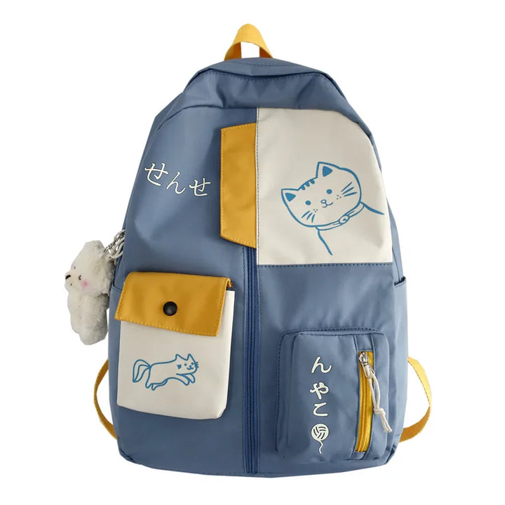 Kawaii Waterproof School Backpack Pastel Kitten