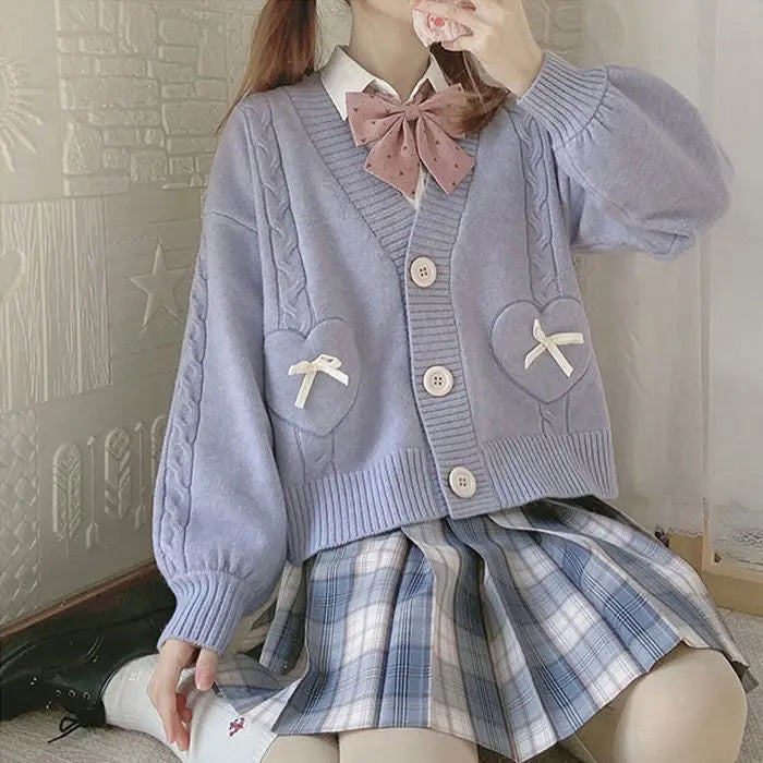 Kawaii School Knit Sweater Pastel Kitten