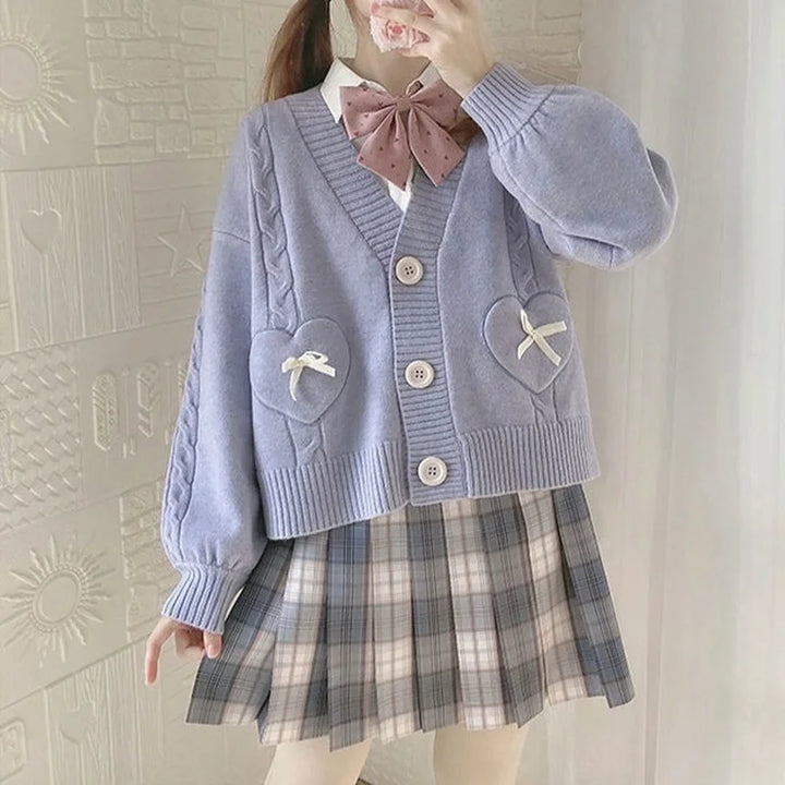 Kawaii School Knit Sweater Pastel Kitten