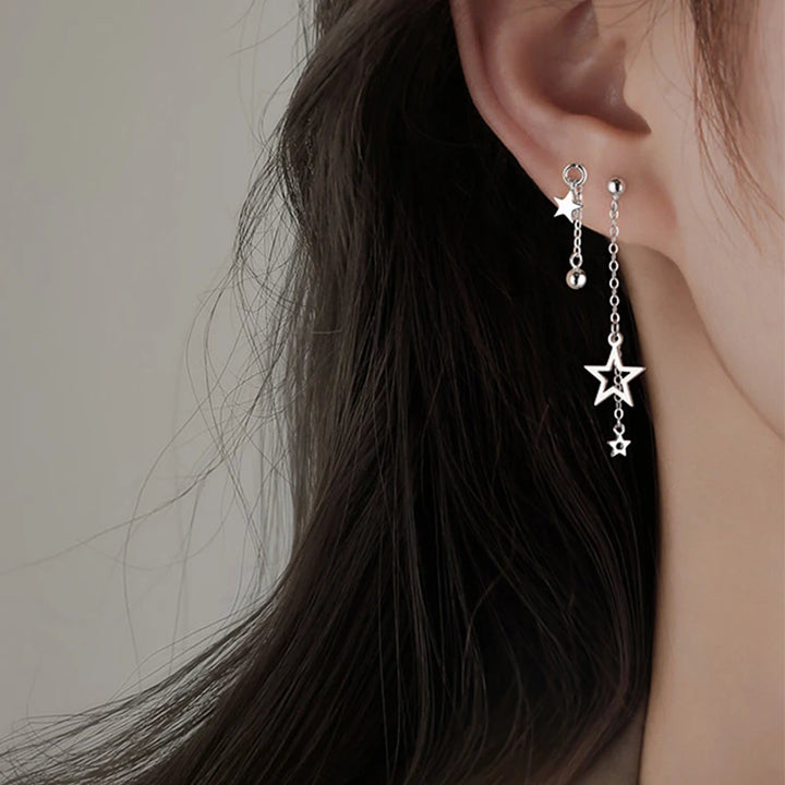 Korean Silver Star Earrings Pastel Kitten