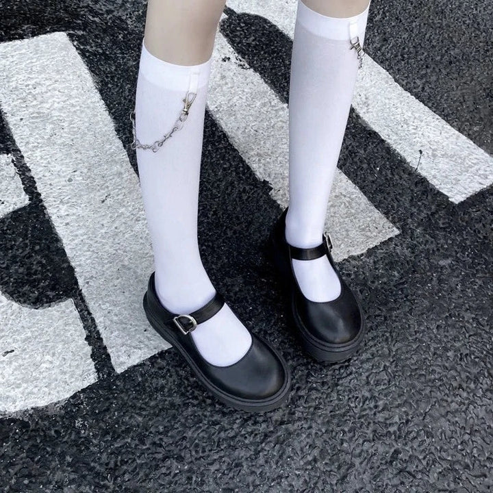 Punk Thorn Chain Socks Pastel Kitten