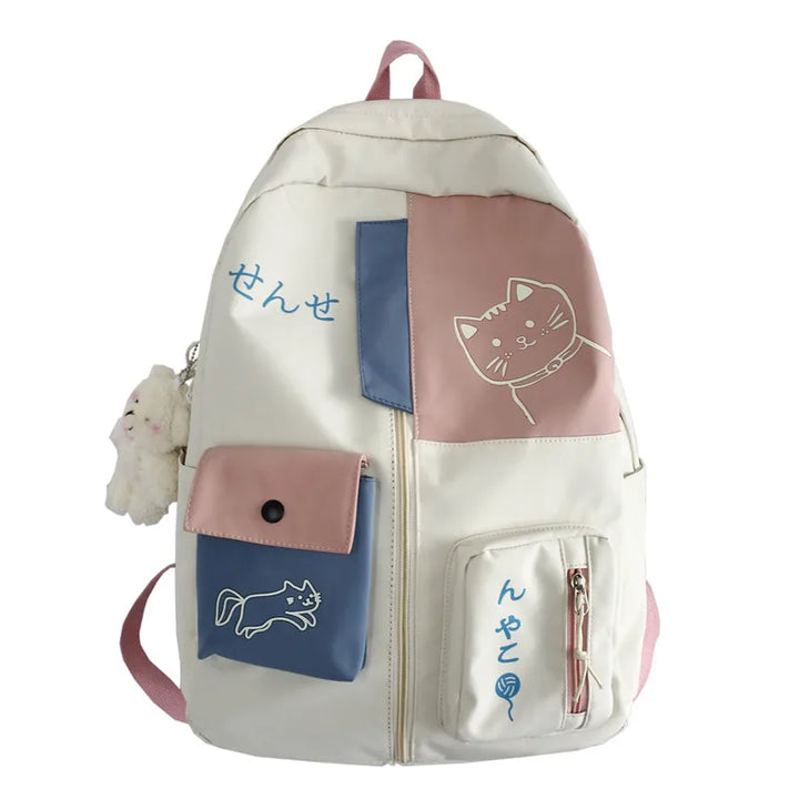 Kawaii Waterproof School Backpack Pastel Kitten