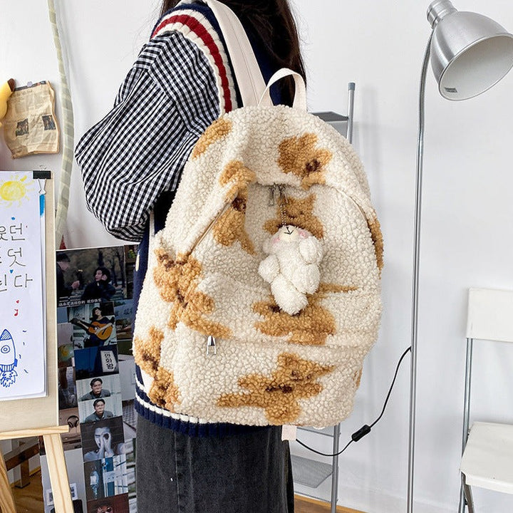 Cute Fluffy School Backpack Pastel Kitten