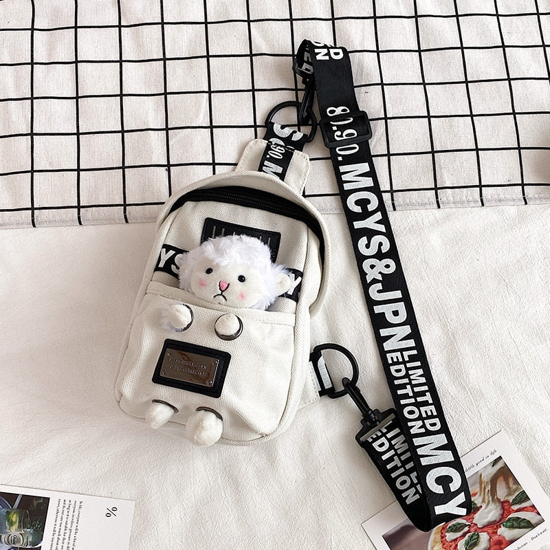 Kawaii Plush Toy Crossbody Bag - Pastel Kitten