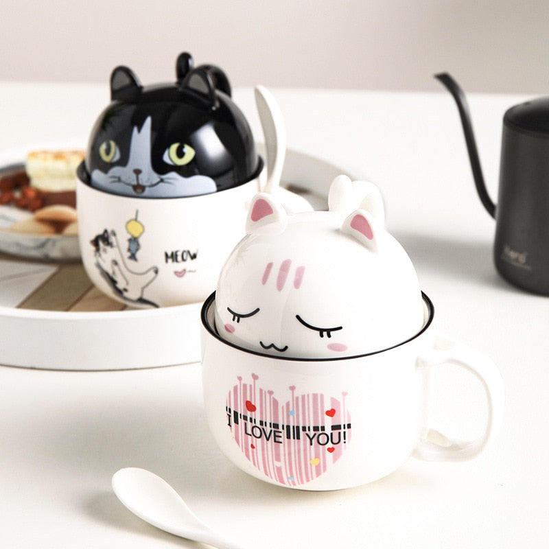 350ml Kawaii Shiba Inu Mug Cute Cartoon Ceramics Mug With Lid and