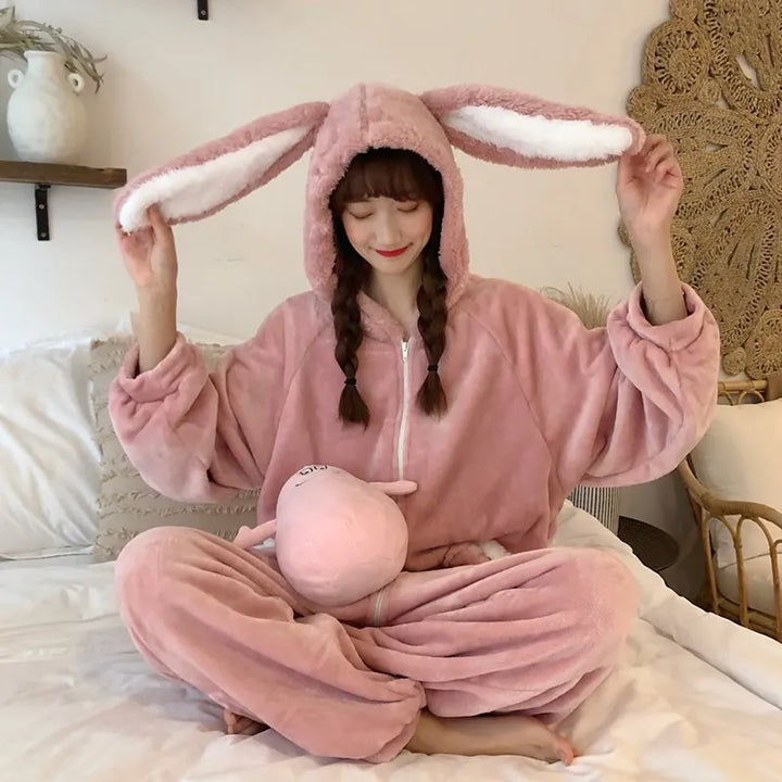 Warm Hooded Bunny Kigurumi Pastel Kitten
