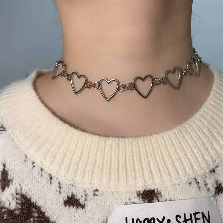 Sweet Heart Choker Necklace Pastel Kitten