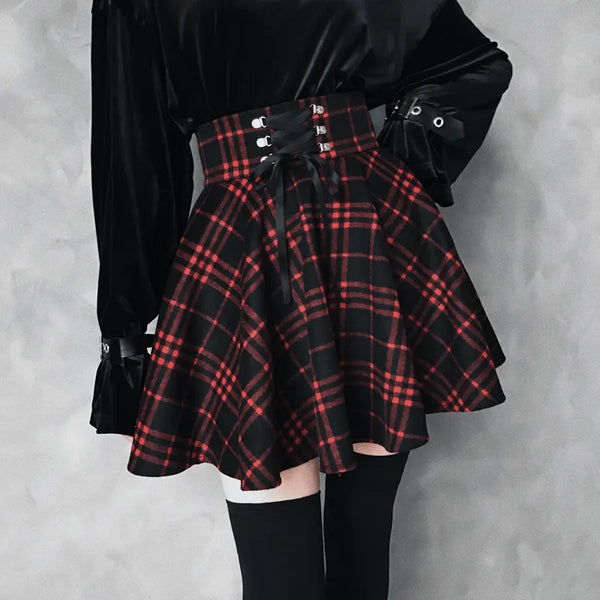 Gothic Lolita Plaid Skirt Pastel Kitten