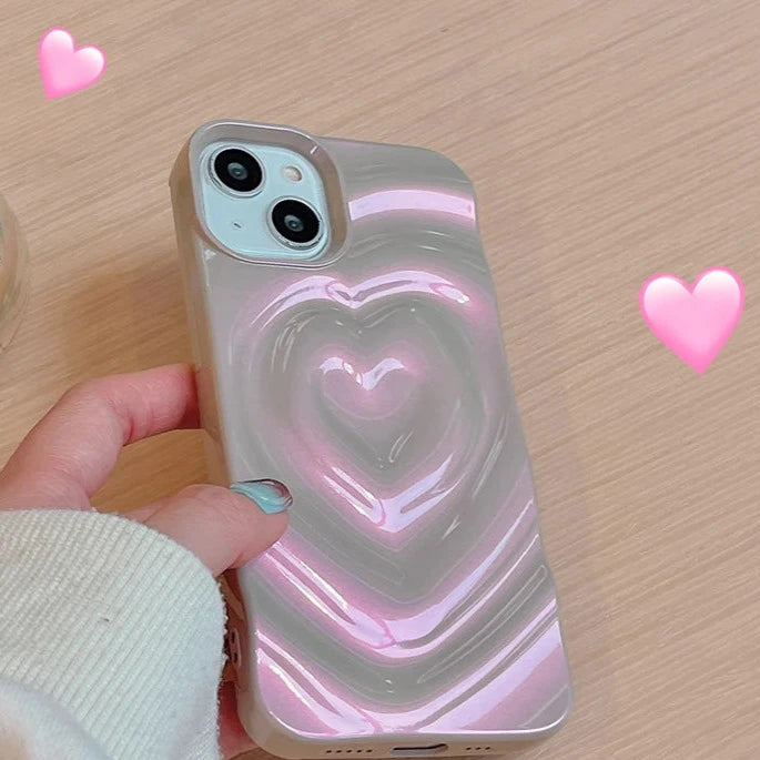 Cute Heart iPhone Case Pastel Kitten