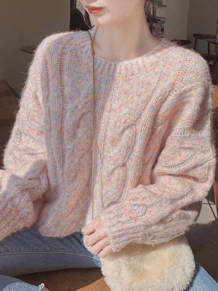 Cute Knitted Loose Sweater Pastel Kitten