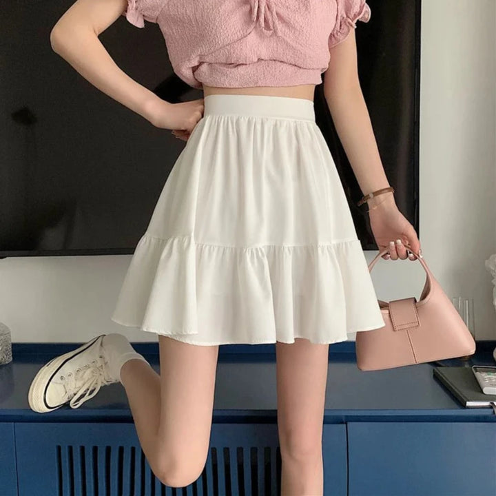 Korean Preppy Mini Skirt Pastel Kitten