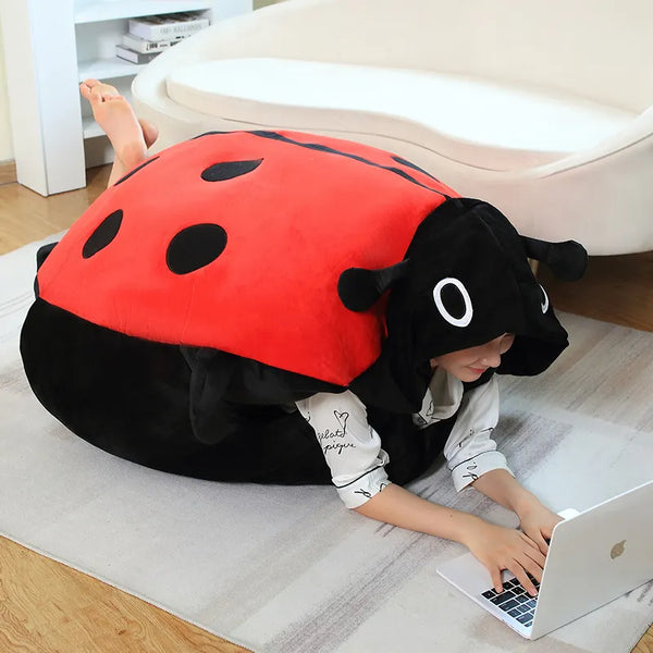 Kawaii Ladybug Plush Pillow Pastel Kitten