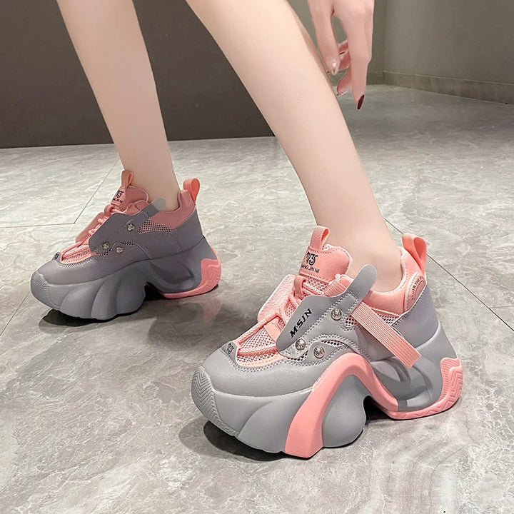 Chunky Mesh Platform Sneakers Pastel Kitten