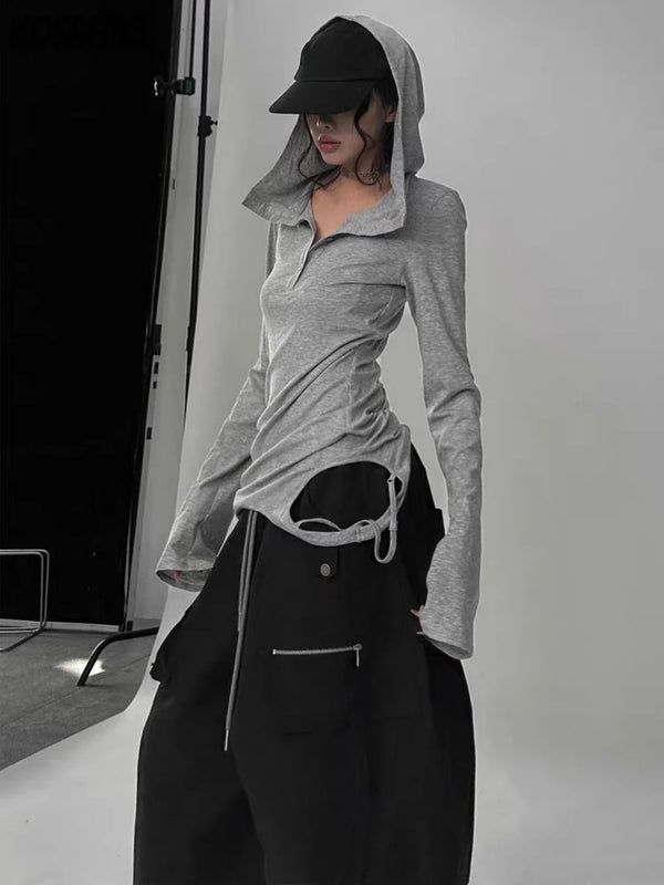 Y2K Slim Half-Zip Hoodie Pastel Kitten