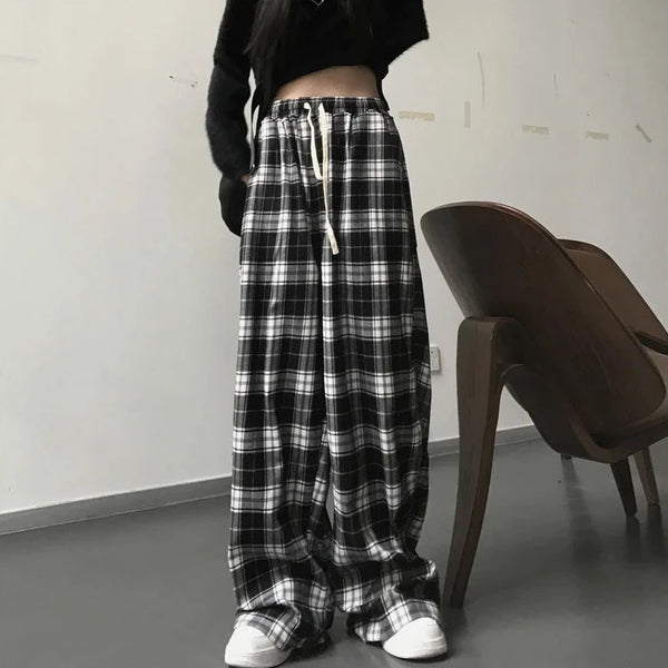 Casual Oversized Plaid Pants