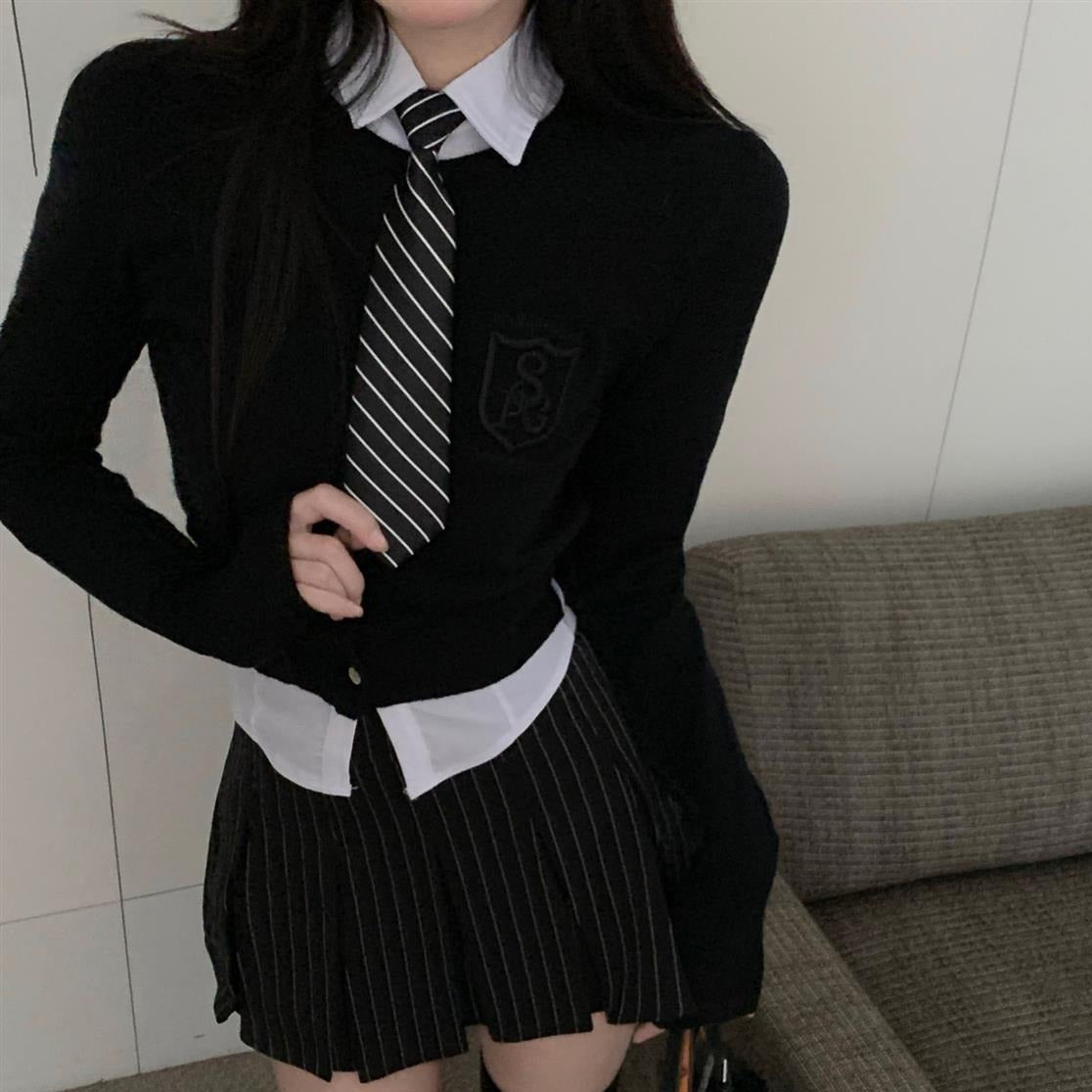 Korean School Girl Outfit Set - Pastel Kitten