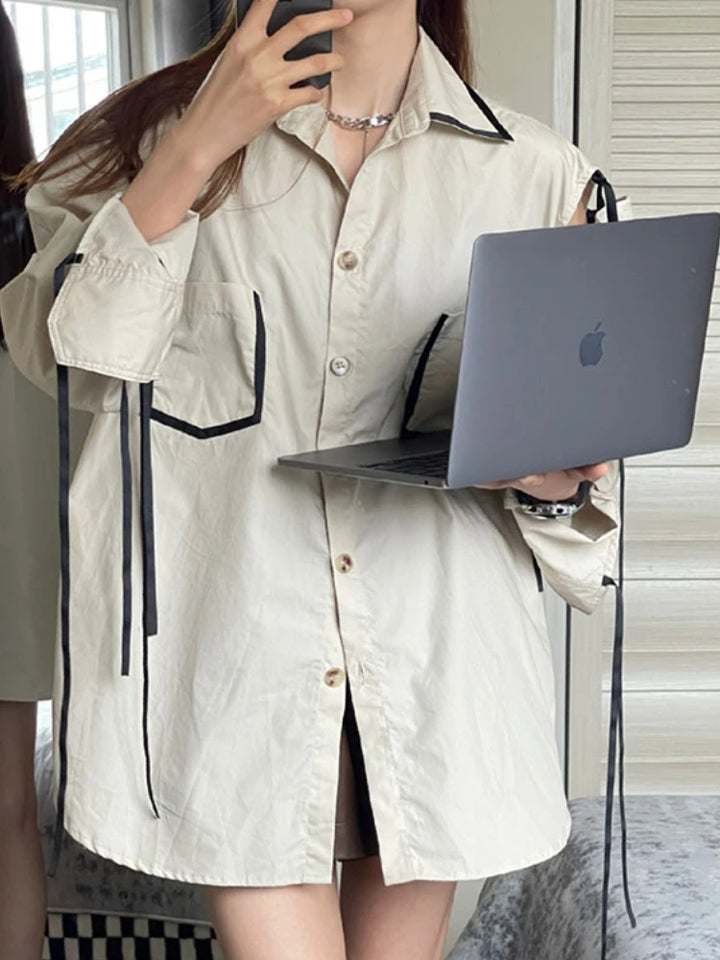 Korean Chic Oversized Shirt Pastel Kitten