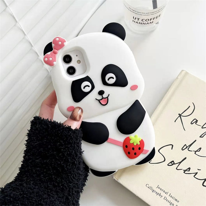 Cartoon Panda 3D iPhone Case Pastel Kitten