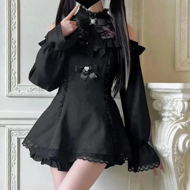 Japanese Gothic Mini Dress Pastel Kitten