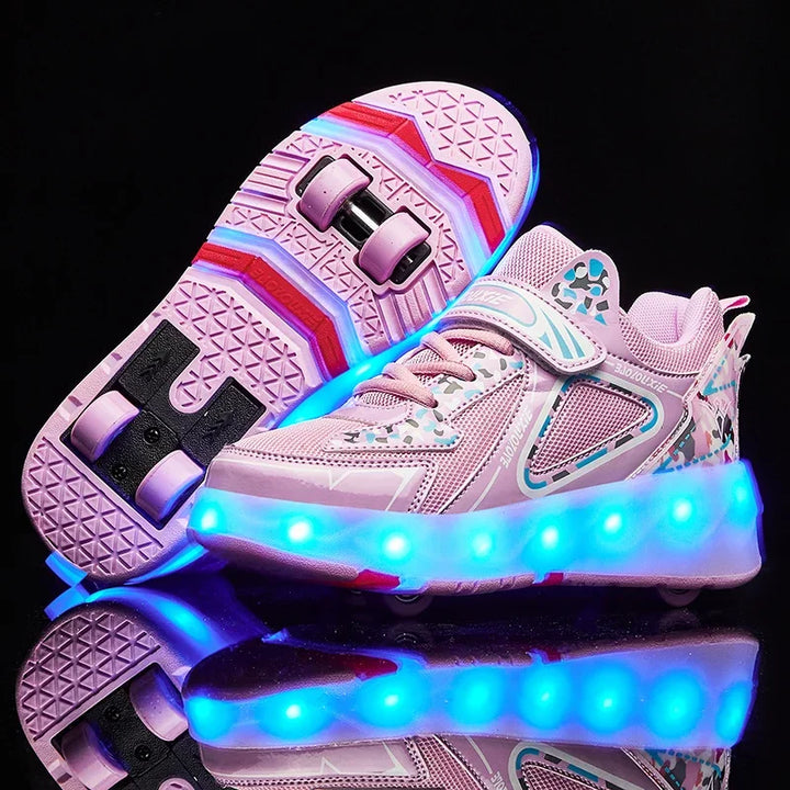 Cute Harajuku LED Roller Sneakers Pastel Kitten