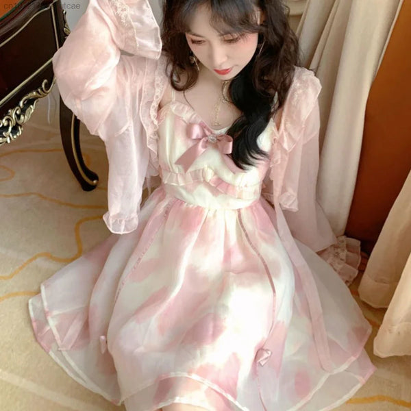 Sweet Fairy Floral Outfit Set - Dress & Blouse Pastel Kitten